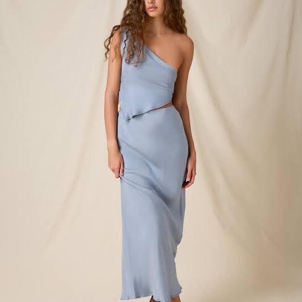 Glassons Cupro Tie Back One Shoulder Top and Maxi Skirt Set